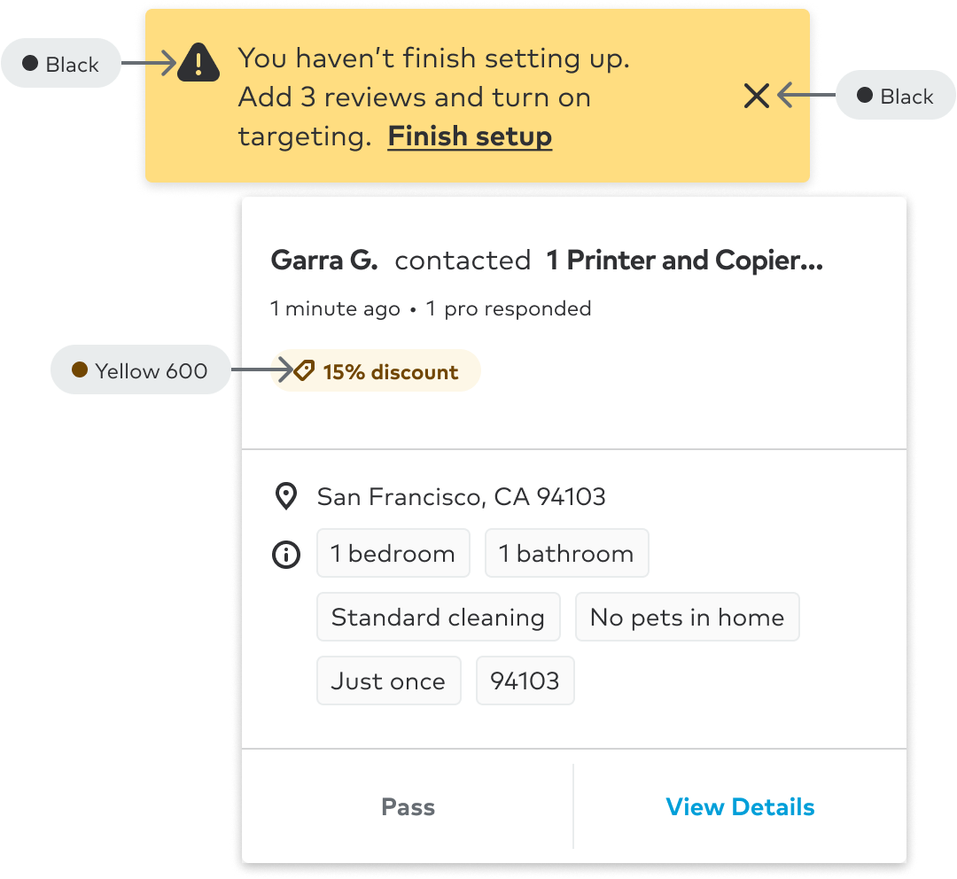 user interface example where caution colors are applied to icons